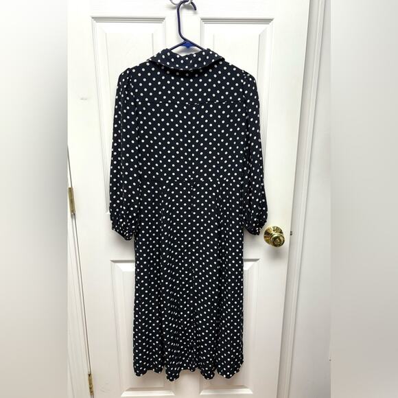 Zara Black Shirt Dress, White Polka Dots, Belt Loops, Button up, Size S - Picture 6 of 11